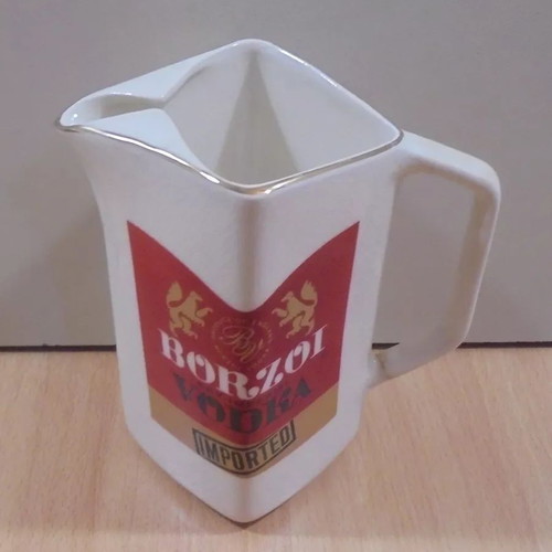 Borzoi Vodka old promotional ceramic jug used