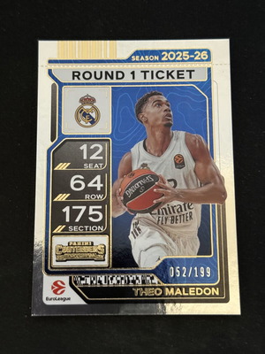 Κάρτα Panini Euroleague Contenders 25/26 Theo Maledon Round 1 Ticket καινούργια
