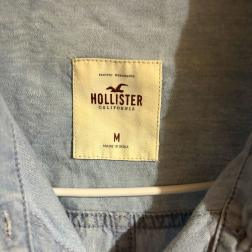 Hollister men's denim shirt used, size M, blue turquoise