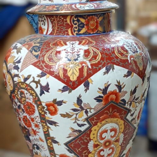 Chinese Imari Style Porcelain Floor Vase vintage, like new, 3 pieces, 92cm