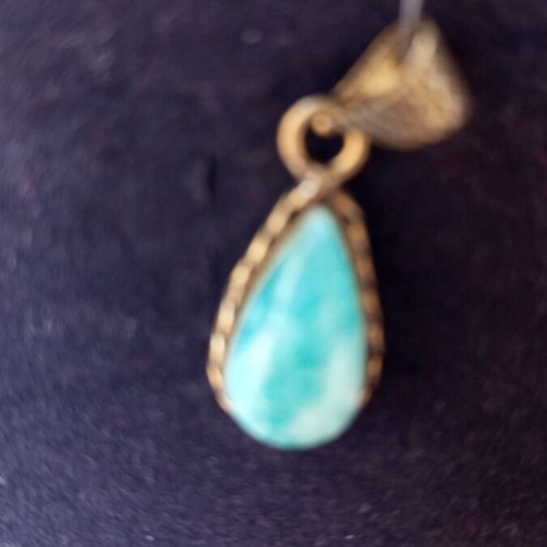 Pendant with amazonite energy crystal bronze new