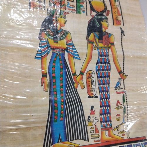 Egyptian papyrus set of 3 pieces like new with mythological scenes