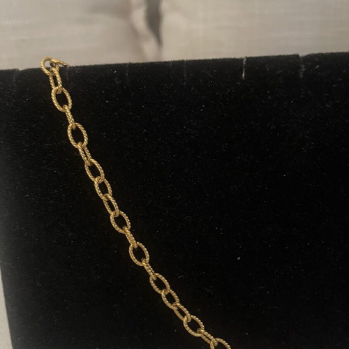 Chain necklace with embossed gold-colored links, like new