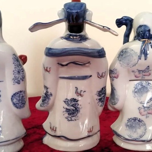Porcelain figures of Chinese deities set of 3, new