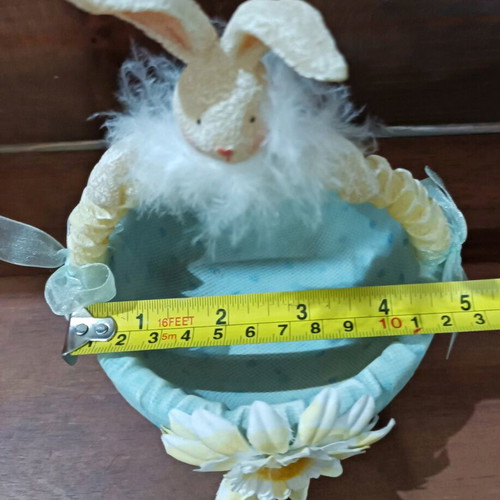 Vintage porcelain Easter basket like new, blue with bunny
