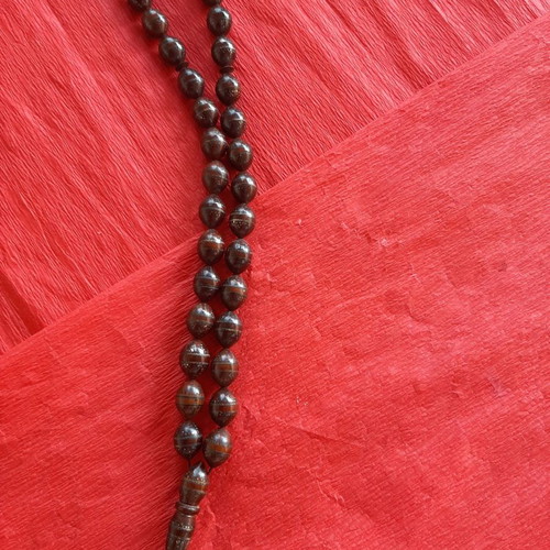 Handmade Turkish Worry Beads used, wood kuk with silver carvings