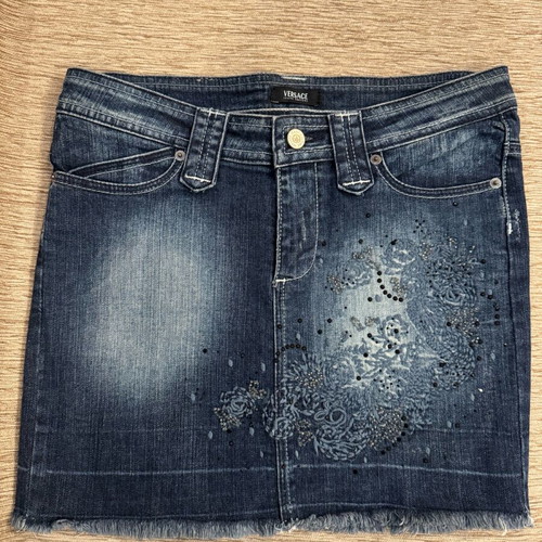 Versace Jeans Mini Vintage Denim Skirt Like New With Embroidery