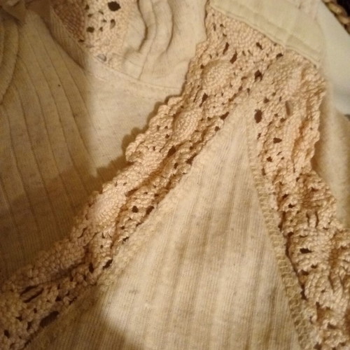 Vintage cotton lace bodysuit M/L, new, grey and beige