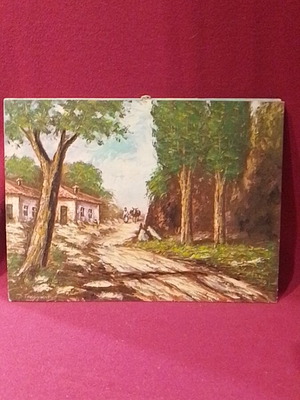 Oil painting used by Dimitris Tsalgani authentic signed 39x30 cm