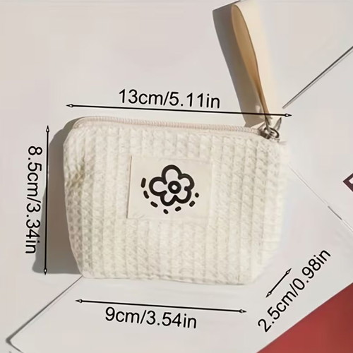 Fabric Wallet with White Flower New