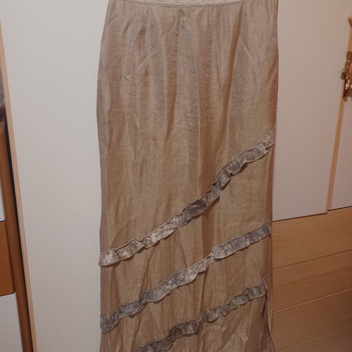 A-Style maxi skirt 2000s, gold and brown, straight slim fit