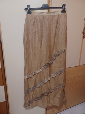 A-Style maxi skirt 2000s, gold and brown, straight slim fit