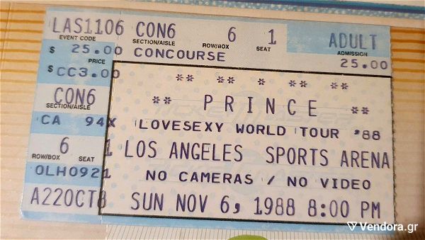 Prince isitirio sinavlias Los Angeles 1988