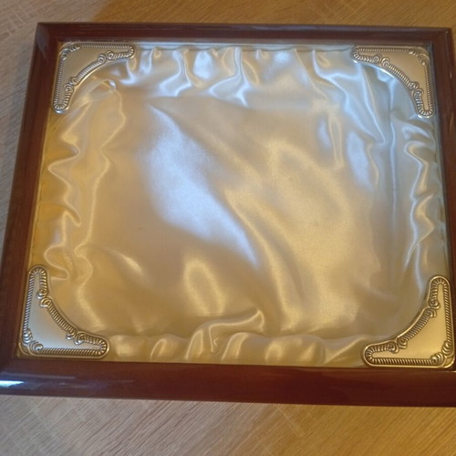 Stefanothiki like new, wood glass and satin lining 35x30x6cm