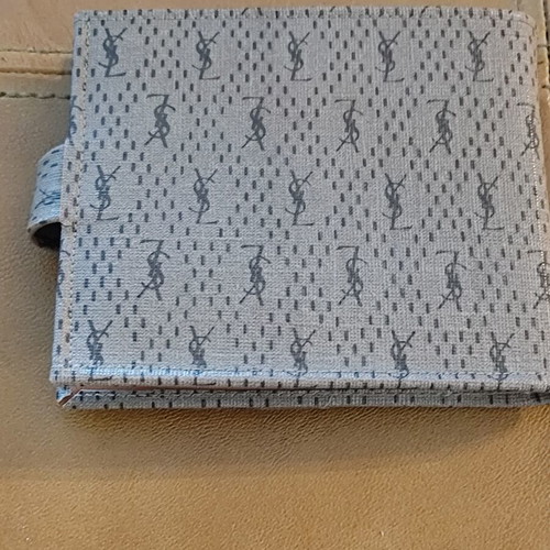 YSL vintage unisex bi fold wallet used, beige leather