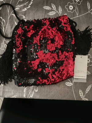 Twenty FourHaitch sequin shoulder bag new, black and red
