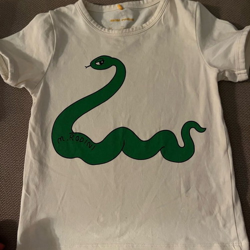 Mini Rodini Kids T Shirt cream colour with green snake like new