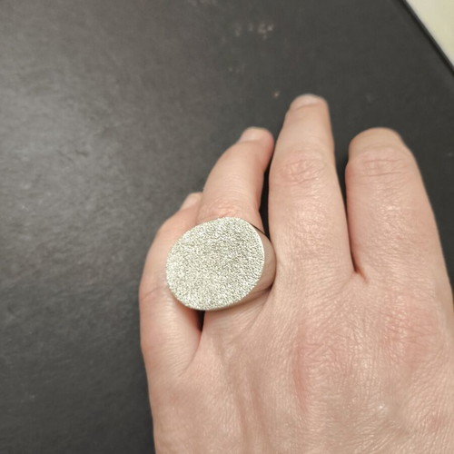 Large 925 Silver Ring with Sandblasting like new