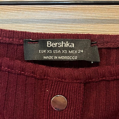 Burgundy evening blouse used, size XS with silver buttons