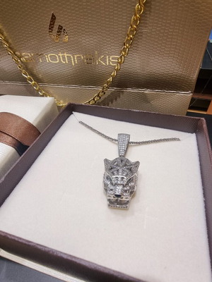 Panther pendant necklace silver 925 with zircon stones