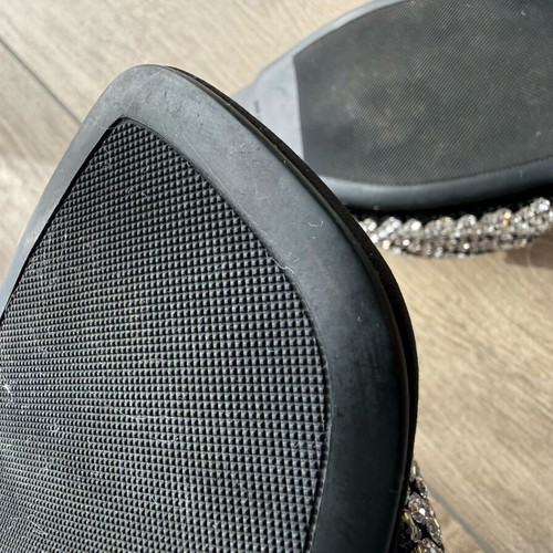 Sergio Rossi flat sandals used, black and silver