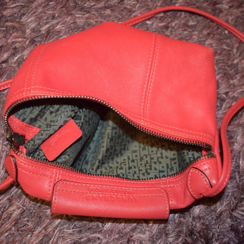 Longchamp Le Pliage leather crossbody bag used, red
