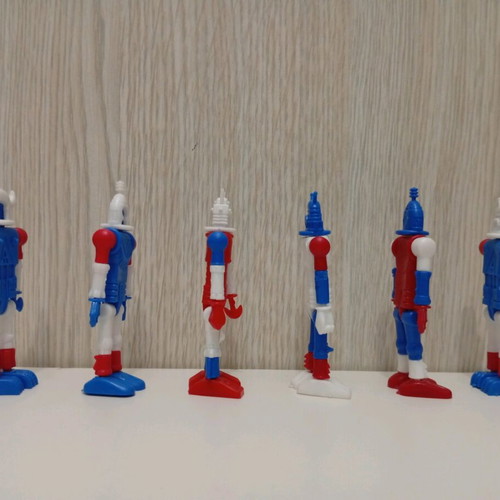 Vintage Kinder Surprise Joy robot figures used, set from the 80s