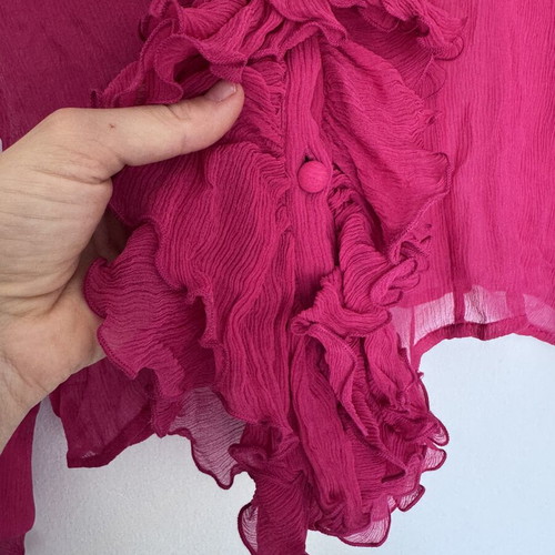 Raxevsky fuchsia see-through blouse with satin camisole like new