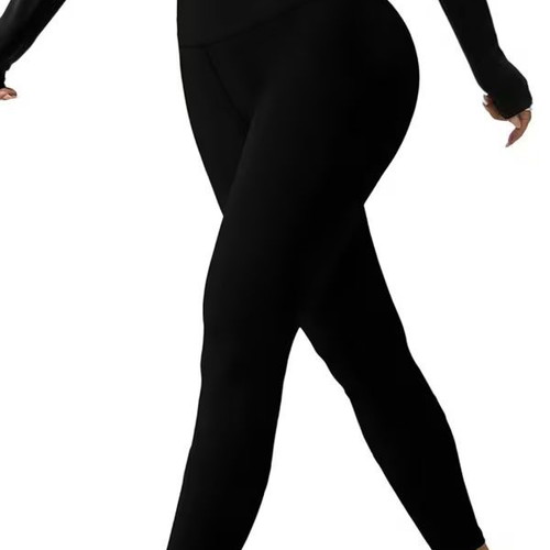 Women's elastic black leggings new, high-waisted for belly control