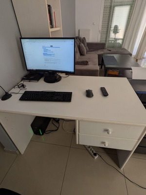 White desk with two drawers, used, good condition