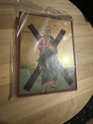 Ξύλινη εικόνα του Αγίου Αντρέα μεταχειρισμένη, 14x20 εκ.