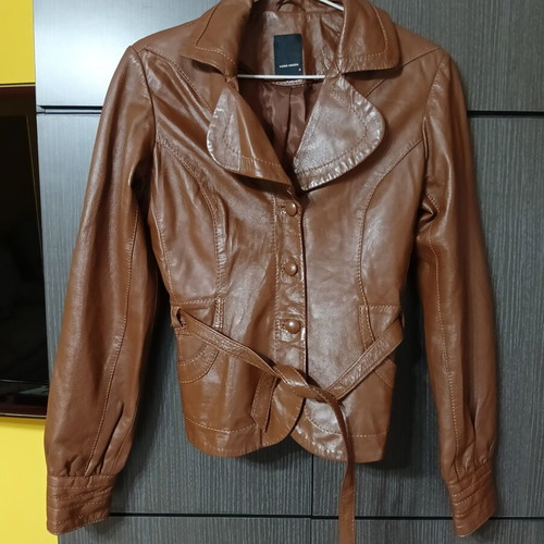 Vero Moda leather jacket like new, brown, with buttons and belt