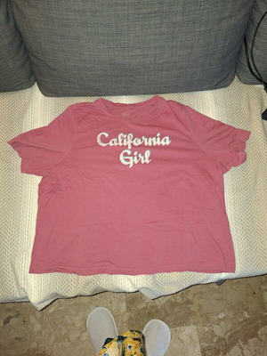 Esmara Pink T-shirt with California Girl Print, Like New, Size L