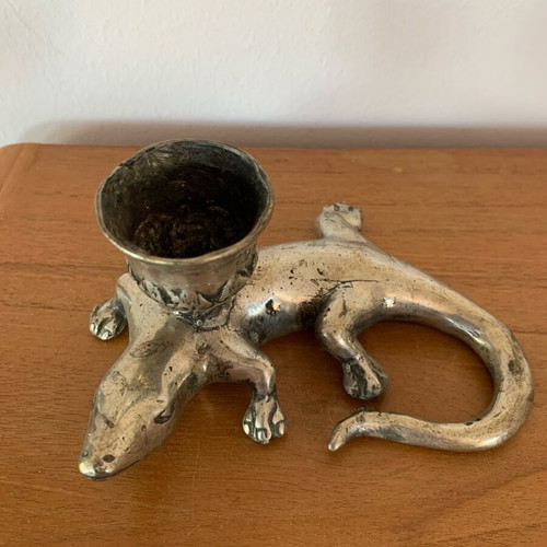 Lizard candlestick like new made of alpaca