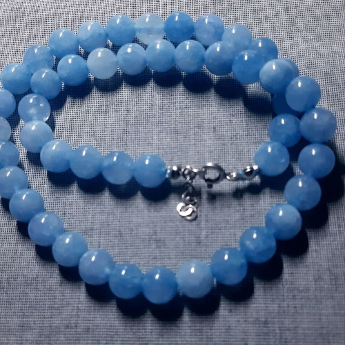 Marianna Necklace Aquamarine Natural Stone Silver 925 Handmade New