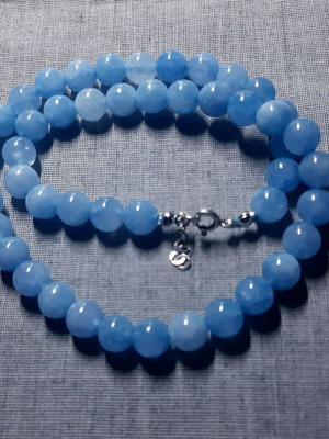 Marianna Necklace Aquamarine Natural Stone Silver 925 Handmade New