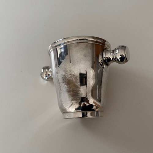 Silver-plated ice bucket used, heavy construction