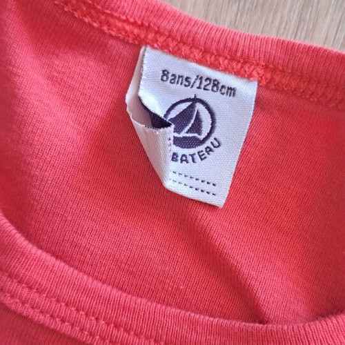Petit Bateau coral cotton dress 8 years used, 128 cm