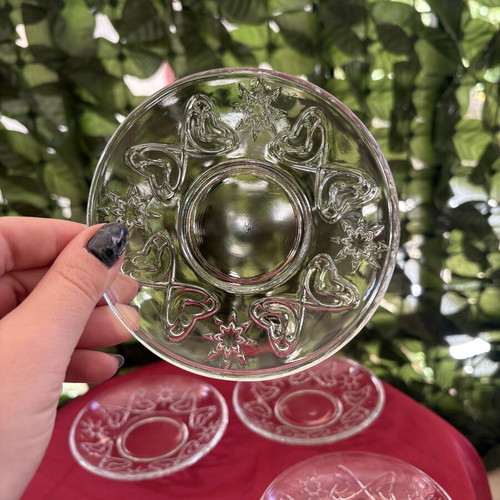 Glass vintage coffee saucer set of 4, 12 cm, new