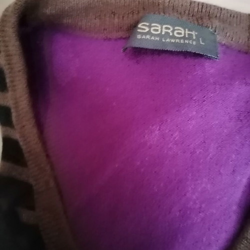 Sarah Lawrence wool sweater like new, brown and purple, size M/L