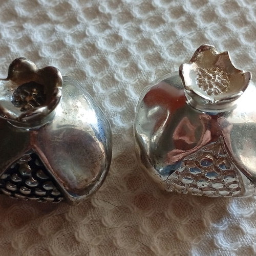 Set of two small silver pomegranates 925