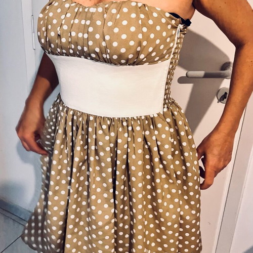 Zic Zac polka dot dress size S used, beige with tulle