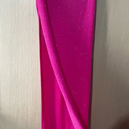 Angel Fashion pink glitter dress with leg split size S like new