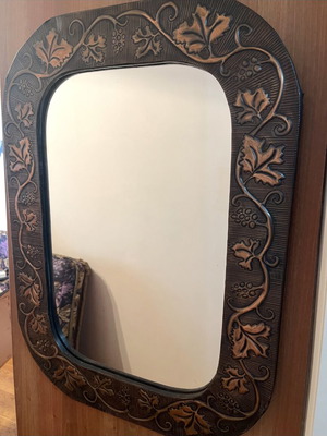 Mirror with copper carved frame like new