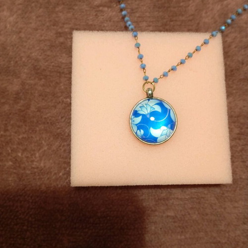 Long necklace like new with rosary chain and gift silver earrings