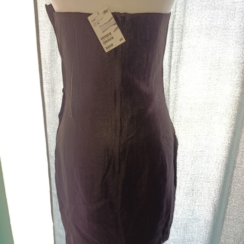 Mini Strapless Dress H&M New, Black Metallic Size M Petite