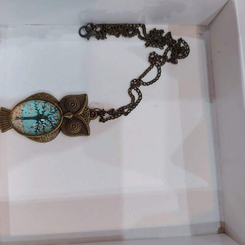 Owl necklace like new, copper with long chain