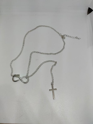 Silver necklace with infinity and cross symbols like new