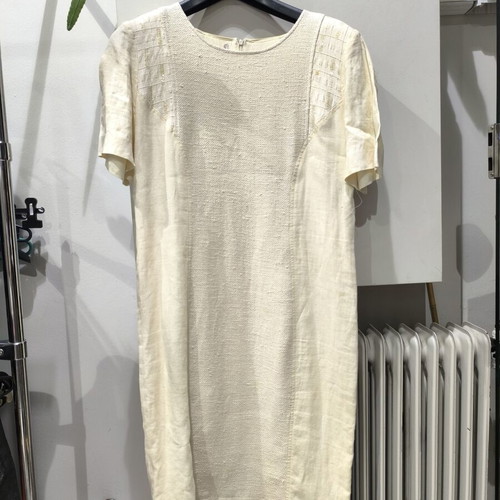 Linen dress size L used, soft yellow color