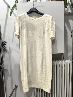 Linen dress size L used, soft yellow color